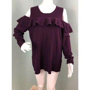 Calvin Klein Ruffled Cold Shoulder Sweater Large